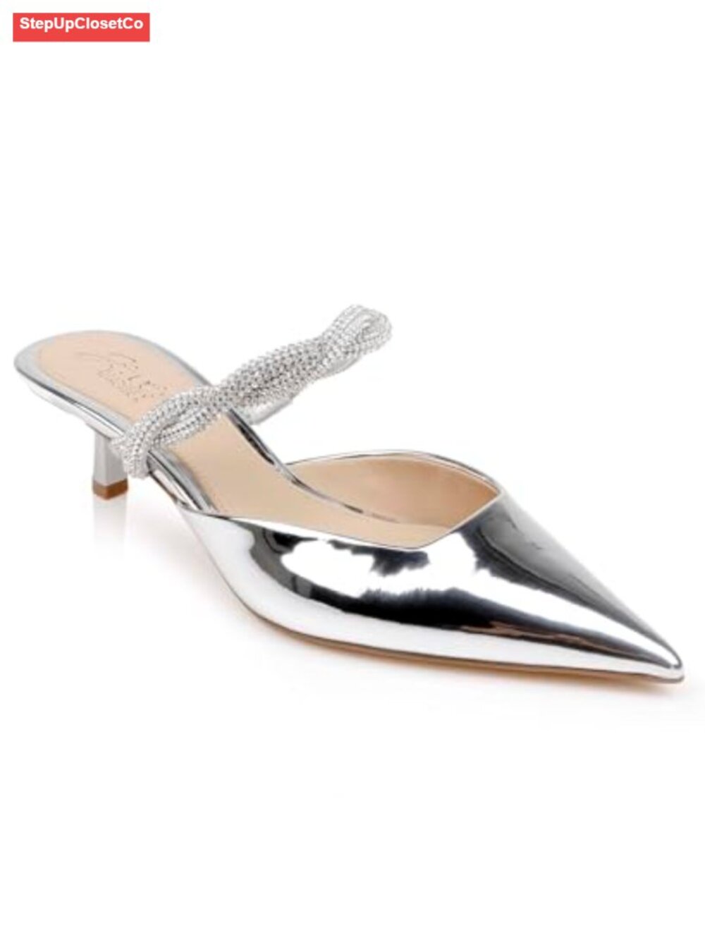 Jewel Badgley Mischka Tiffani Kitten Heel Mules Women's Shoes Polyester
